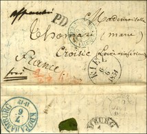 Lettre Avec Superbe Texte Daté De Kiel 6 Juin 1854 Adressée Au Croisic. Au Recto, Càd KIEL Et Càd Bleu D'entrée 2 TOURS- - Army Postmarks (before 1900)