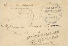 Càd De Fortune GRAVESON Sur Lettre En Franchise Pour Marseille. Griffe AT CAMP DES ALPINES / SECTION DE GRAVESON Et Cach - Armeestempel (vor 1900)