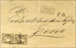 GC De Gènes / N° 56 Paire Sur Lettre De Salonique Pour Gènes. Au Recto, Griffe Encadrée PIROSCAFI / POSTALI / FRANCESI. - Schiffspost