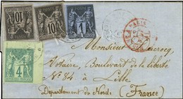 Càd Nlle - CALEDONIE / NOUMEA / Col. Gen. N° 25 + 37 + 40 (2) Sur Lettre Pour La France. 1881. Exceptionnel Affranchisse - Other & Unclassified
