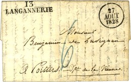 13 / LANGANNERIE Sur Lettre Avec Texte Daté 1828. - SUP. - Other & Unclassified