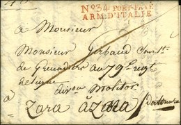 N° 34 PORT PAYE / ARM. D'ITALIE Rouge Sur Lettre Avec Texte Daté Bologne Le 17 Avril 1806. - SUP. - R. - Army Postmarks (before 1900)