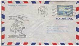 CANADA 1939 AIR MAIL FIRST FLIGHT CALGARY VANCOUVER INDIO NATIVO CABALLO HORSE AL DORSO LLEGADA - Indianer