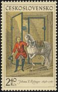 Czechoslovakia / Stamps (1969) 1764: Johann Elias Ridinger (1698-1767) "The Title Sheet For A Horse Riding Textbook" - Grabados