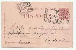 CARTOLINA POSTALE RISPOSTA 1904  FP - History