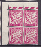 N°42A Taxes 3f Lilas-Rose: Un  Bloc De 4 Timbres Neuf Sans Charnière Impeccable - 1859-1955 Mint/hinged