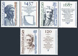 USSR Russia 1987 Scientists Sciences Muhammed Isaac Newton Marie Curie Physics Nobel Prize Laureates Stamps Mi 5757-5759 - Nobel Prize Laureates