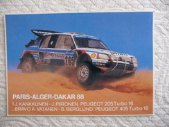 Paris-Alger-Dakar 88 : J. KANKKUNEN Et Peugeot 205 Turbo 16 - Rallyes