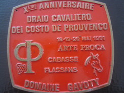 CABASSE FLASSANS Xé AN DRAIO CAVALIERO DEI COSTA DE PROUVENCO-F.F.E.-Équestre Equitation Plaque Souvenir Commémorative - Hipismo