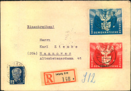 1951, Deutsch-Polnische Freundcshaft Komplette Mit Zusatzfrankatur Auf Portogerechtem Einschreiben Ab LEIPZIG S 12 - Storia Postale