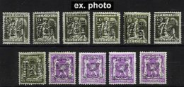 BELGIUM, Pre-Cancels, (*) MNG, F/VF - Typo Precancels 1936-51 (Small Seal Of The State)