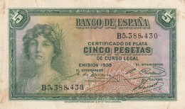 ESPAÑA // -- 5 PESETAS ( 1935 ) -- VF - 5 Pesetas