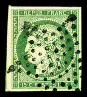 O N°2, 15c Vert, Obl étoile De Paris, Un Voisin, Jolie Pièce TB (signé Calves/certificat)  Cote: 1000 Euros  Qualité: O - 1849-1850 Cérès