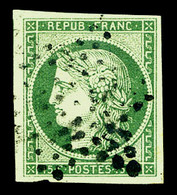 O N°2, 15c Vert, Oblitération étoile Légère, Jolie Pièce, TTB (signé Brun/certificat)  Cote: 1000 Euros  Qualité: O - 1849-1850 Ceres