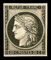 ** N°3f, 20c Noir Sur Jaune Impression De 1862, Fraîcheur Postale, SUP (certificat)    Qualité: ** - 1849-1850 Cérès