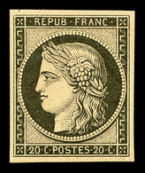 * N°3f, 20c Noir Sur Jaune Impression De 1862, TTB (certificat)  Cote: 500 Euros  Qualité: * - 1849-1850 Cérès