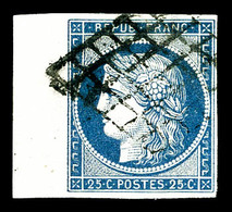 O N°4, 25c Bleu Bord De Feuille, TTB (signé Brun)    Qualité: O - 1849-1850 Cérès