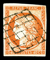 O N°5, 40c Orange, Oblitération Grille, Jolie Pièce, TB (signé Calves)  Cote: 500 Euros  Qualité: O - 1849-1850 Cérès