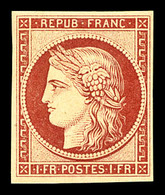 ** N°6f, 1f Carmin, Impression De 1862, Fraîcheur Postale. SUP (certificat)    Qualité: ** - 1849-1850 Ceres