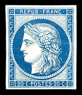 ** N°8f, Non émis, 20c Bleu Impression De 1862, Fraîcheur Postale, SUPERBE (certificat)     Qualité: ** - 1849-1850 Ceres