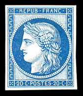 * N°8f, Non émis, 20c Bleu, Impression De 1862, SUP (certificat)  Cote: 800 Euros  Qualité: * - 1849-1850 Cérès