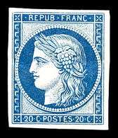 * N°8f, Non émis, 20c Bleu, Impression De 1862, TB (certificat)  Cote: 800 Euros  Qualité: * - 1849-1850 Ceres