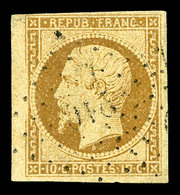 O N°9, 10c Bistre-jaune, Bord De Feuille Latéral. SUP (signé Brun/Calves/certificat)  Cote: 750 Euros  Qualité: O - 1852 Louis-Napoléon