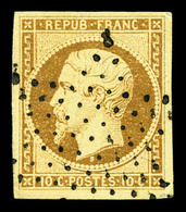 O N°9, 10c Bistre-jaune, Obl étoile Légère, TTB (signé Scheller/certificat)  Cote: 750 Euros  Qualité: O - 1852 Louis-Napoléon