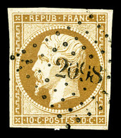 O N°9, 10c Bistre-jaune, Obl PC, TB (signé Calves/certificat)  Cote: 750 Euros  Qualité: O - 1852 Louis-Napoleon