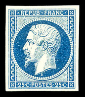 ** N°10, 25c Bleu, Quatre Belles Marges, Fraîcheur Postale .SUPERBE. R.R. (signé Brun/certificat)    Qualité: ** - 1852 Louis-Napoleon