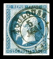 O N°10, 25c République Obl Par Le Très Rare CàD. TTB (signé Scheller/certificat)    Qualité: O - 1852 Louis-Napoleon