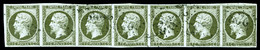 O N°11, 1c Olive, Bande De Sept Horizontale, Très Jolie Pièce, Rare (signé Brun/certificat)     Qualité: O - 1853-1860 Napoléon III