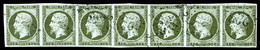 O N°11, 1c Olive, Bande De Sept Horizontale, Très Jolie Pièce, Rare (signé Brun/certificat)     Qualité: O - 1853-1860 Napoleon III