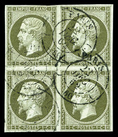 O N°11a, 1c Bronze En Bloc De Quatre. TTB (certificat)  Cote: 1100 Euros  Qualité: O - 1853-1860 Napoléon III