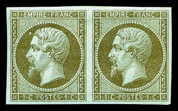 ** N°11c, 1c Mordoré En Paire, Fraîcheur Postale. SUP (certificat)    Qualité: ** - 1853-1860 Napoleon III