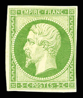 ** N°12, 5c Vert, Frais. TB (signé Brun/certificat)    Qualité: ** - 1853-1860 Napoleon III