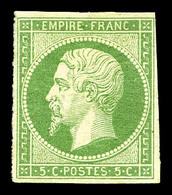 * N°12a, 5c Vert-jaune. TB (signé/certificat)  Cote: 1400 Euros  Qualité: * - 1853-1860 Napoléon III