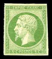 * N°12a, 5c Vert-jaune. TB (signé/certificat)  Cote: 1400 Euros  Qualité: * - 1853-1860 Napoleon III