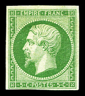 * N°12b, 5c Vert-foncé, Frais. TTB (signé Calves/certificat)  Cote: 2000 Euros  Qualité: * - 1853-1860 Napoleon III