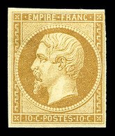 * N°13B, 10c Brun-clair Type II, TB (certificat)  Cote: 1000 Euros  Qualité: * - 1853-1860 Napoleon III