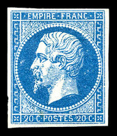 * N°14Aa, 20c Bleu Foncé Type I, Frais. TTB (signé Brun/certificat)  Cote: 600 Euros  Qualité: * - 1853-1860 Napoleon III