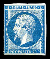 * N°14Ah, 20c Bleu Variété 'POSTF'. TB. R. (signé Calves/certificat)  Cote: 1350 Euros  Qualité: * - 1853-1860 Napoléon III
