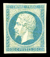 * 20c Bleu-clair Sur Jaunâtre Type I. SUP (signé Brun/certificat)    Qualité: * - 1853-1860 Napoléon III
