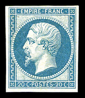 ** N°14B, 20c Bleu Type II, Frais. TTB (signé Calves/certificat)    Qualité: ** - 1853-1860 Napoleon III