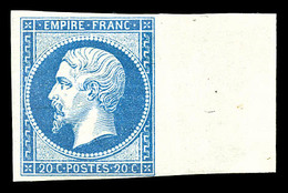 ** N°14B, 20c Bleu Type II, Bdf Latéral, Fraîcheur Postale. SUP (certificat)    Qualité: ** - 1853-1860 Napoleon III
