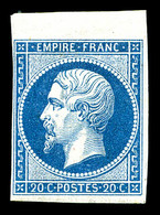 * N°14B, 20c Bleu Type II, Bdf, TTB (signé Brun/certificat)  Cote: 550 Euros  Qualité: * - 1853-1860 Napoleon III