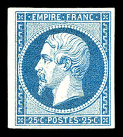 (*) N°15, 25c Bleu, Quatre Belles Marges. TTB (signé/certificat)  Cote: 1200 Euros  Qualité: (*) - 1853-1860 Napoléon III