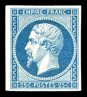 (*) N°15, 25c Bleu, Quatre Belles Marges. TTB (signé/certificat)  Cote: 1200 Euros  Qualité: (*) - 1853-1860 Napoleon III