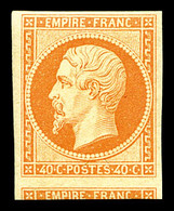 * N°16, 40c Orange, Grandes Marges Avec Voisin, Quasi **, Fraîcheur Postale. SUPERBE. R. (signé/certificats)  Cote: 3800 - 1853-1860 Napoléon III