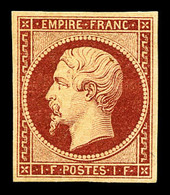 ** N°18, 1F Carmin, Fraîcheur Postale. SUPERBE. R.R. (signé Calves/certificats)    Qualité: ** - 1853-1860 Napoleon III